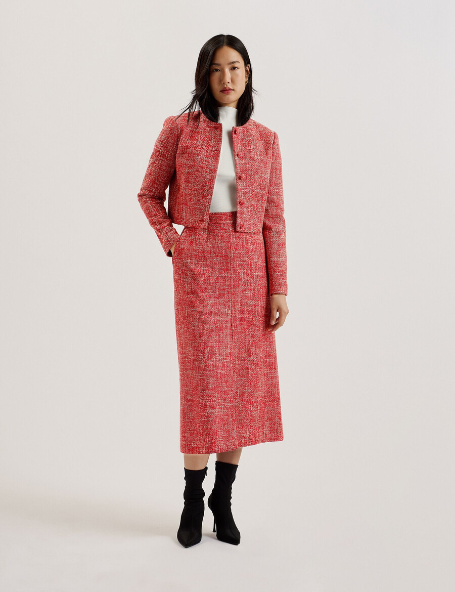 sumi - cropped bouclé jakke med rund hals