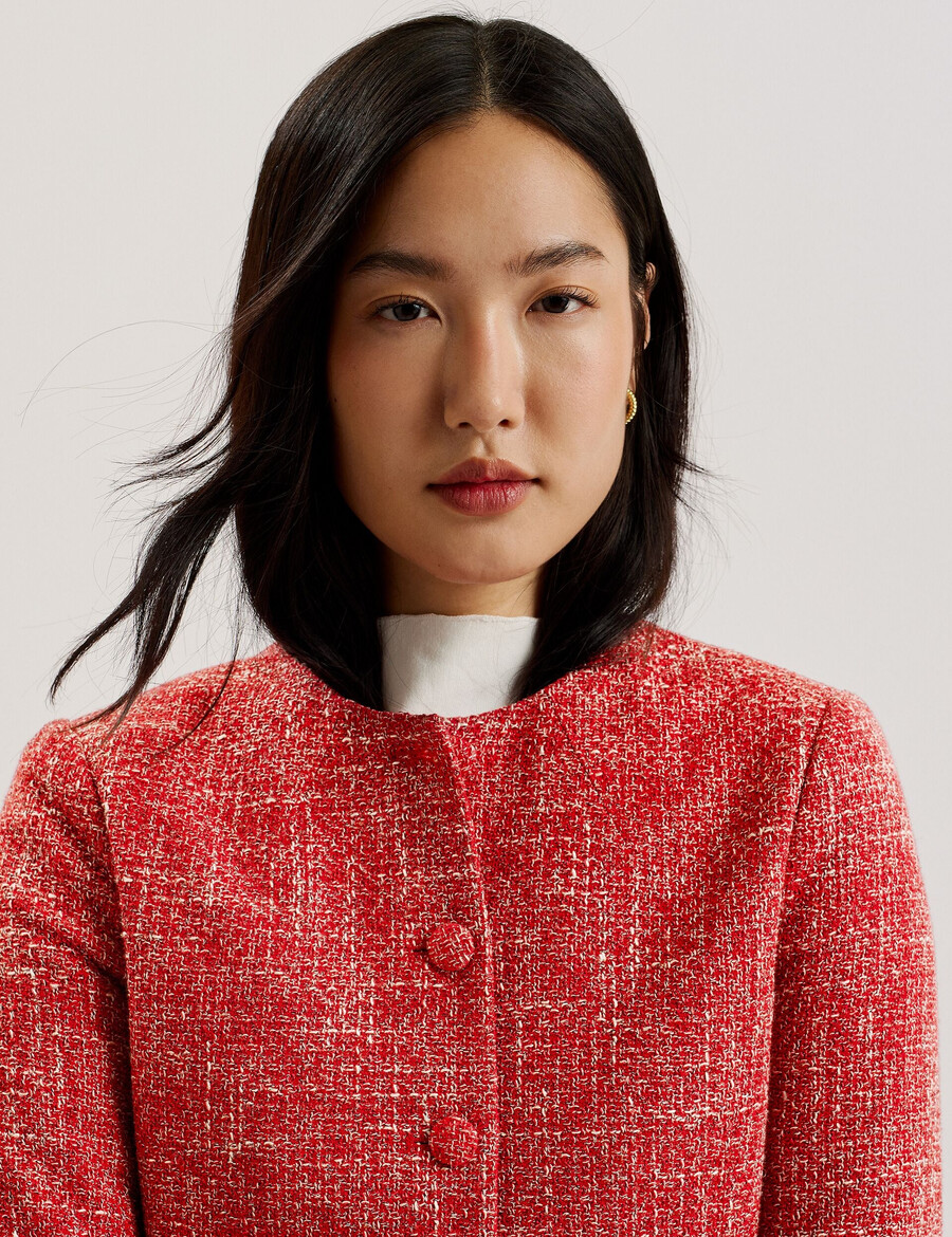 sumi - cropped bouclé jakke med rund hals
