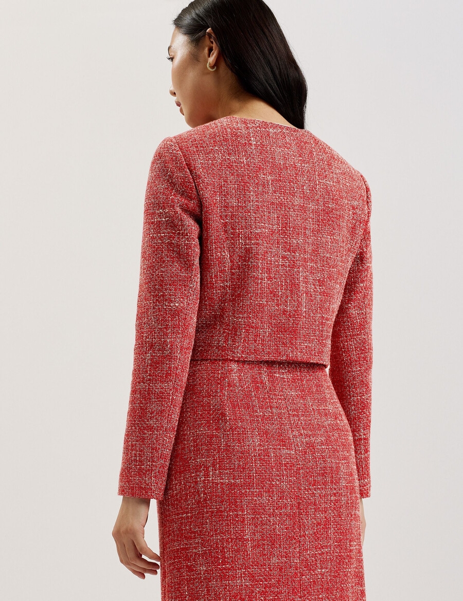 sumi - cropped bouclé jakke med rund hals