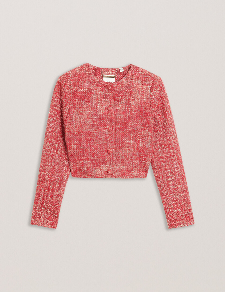sumi - cropped bouclé jakke med rund hals