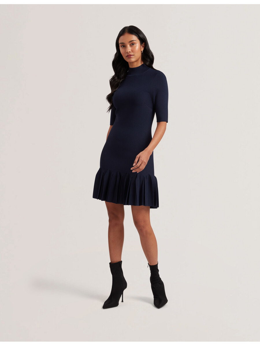 canddy - plisseret bodycon minikjole i strik