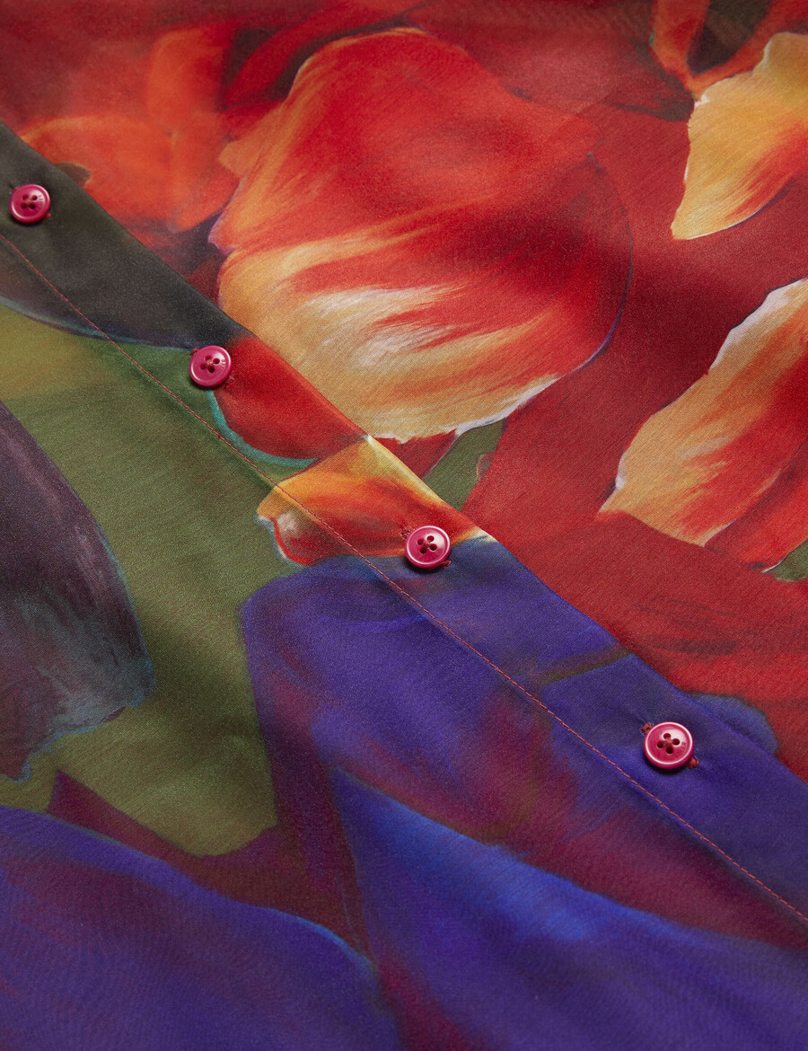 miru - organza midikjole med tropisk blomst