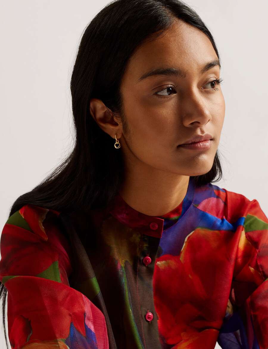 miru - organza midikjole med tropisk blomst