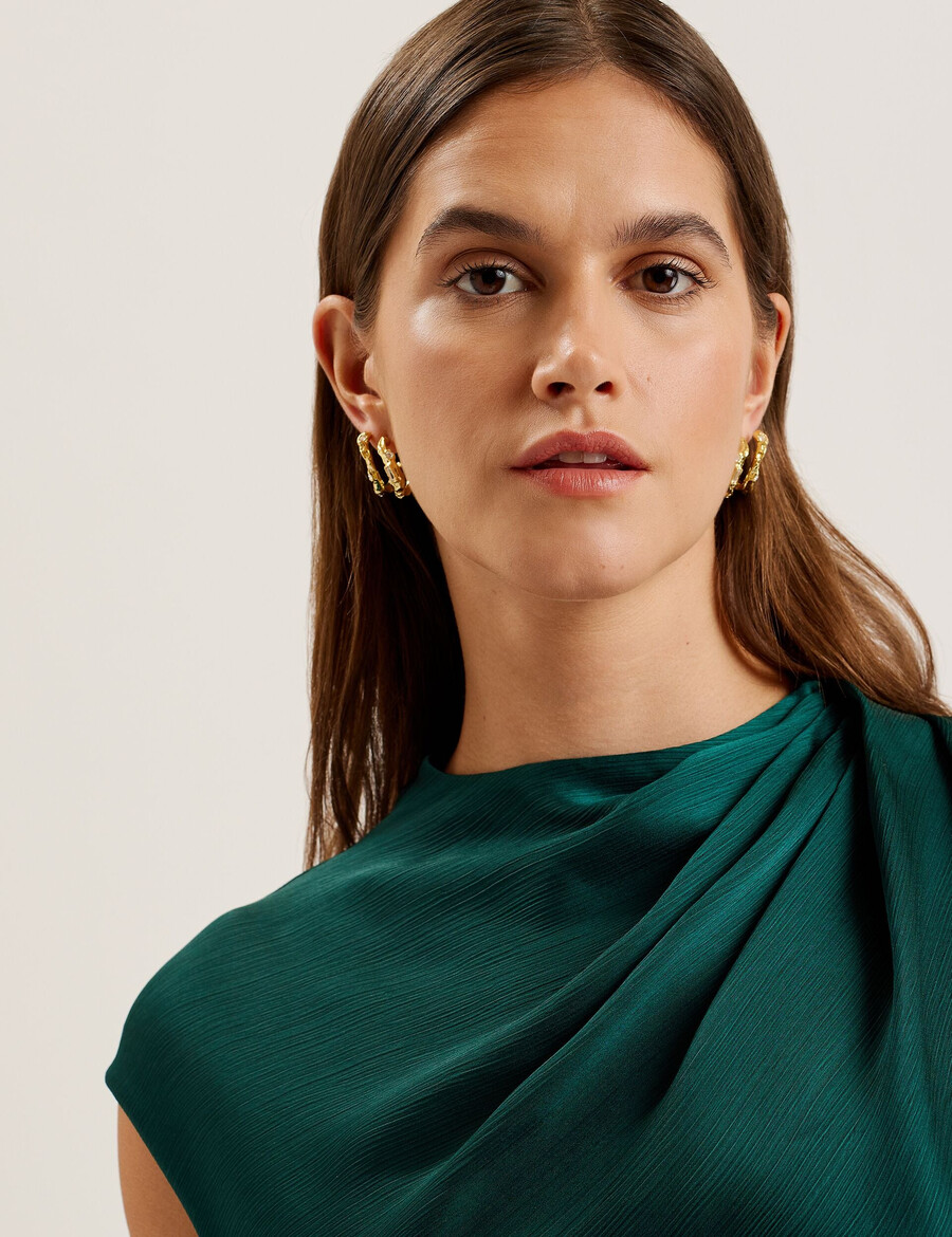 rimini - chiffon midaxi kjole med draperet halsudskæring
