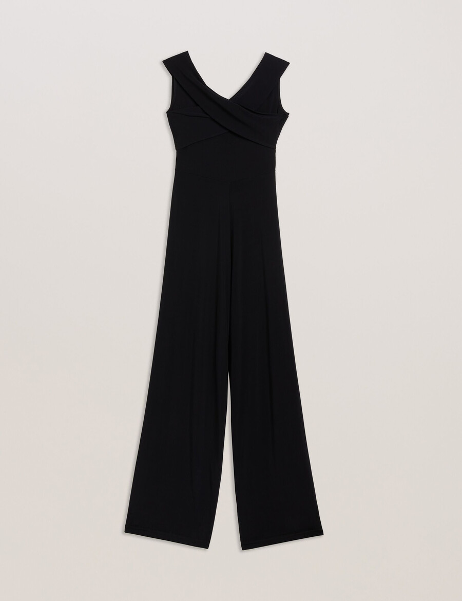 almhaa - bare skulder jumpsuit med vide ben i jersey