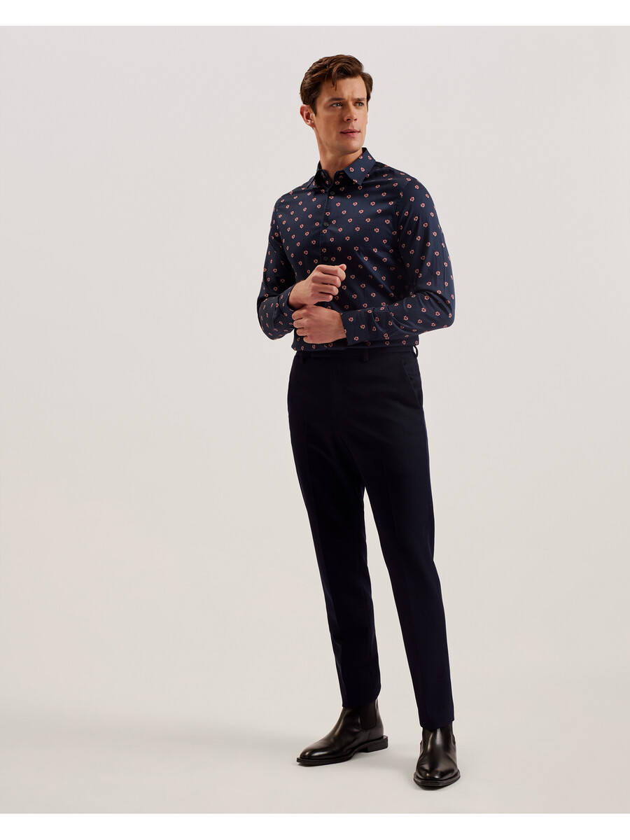 mikceal - blomstermønstret slim fit skjorte