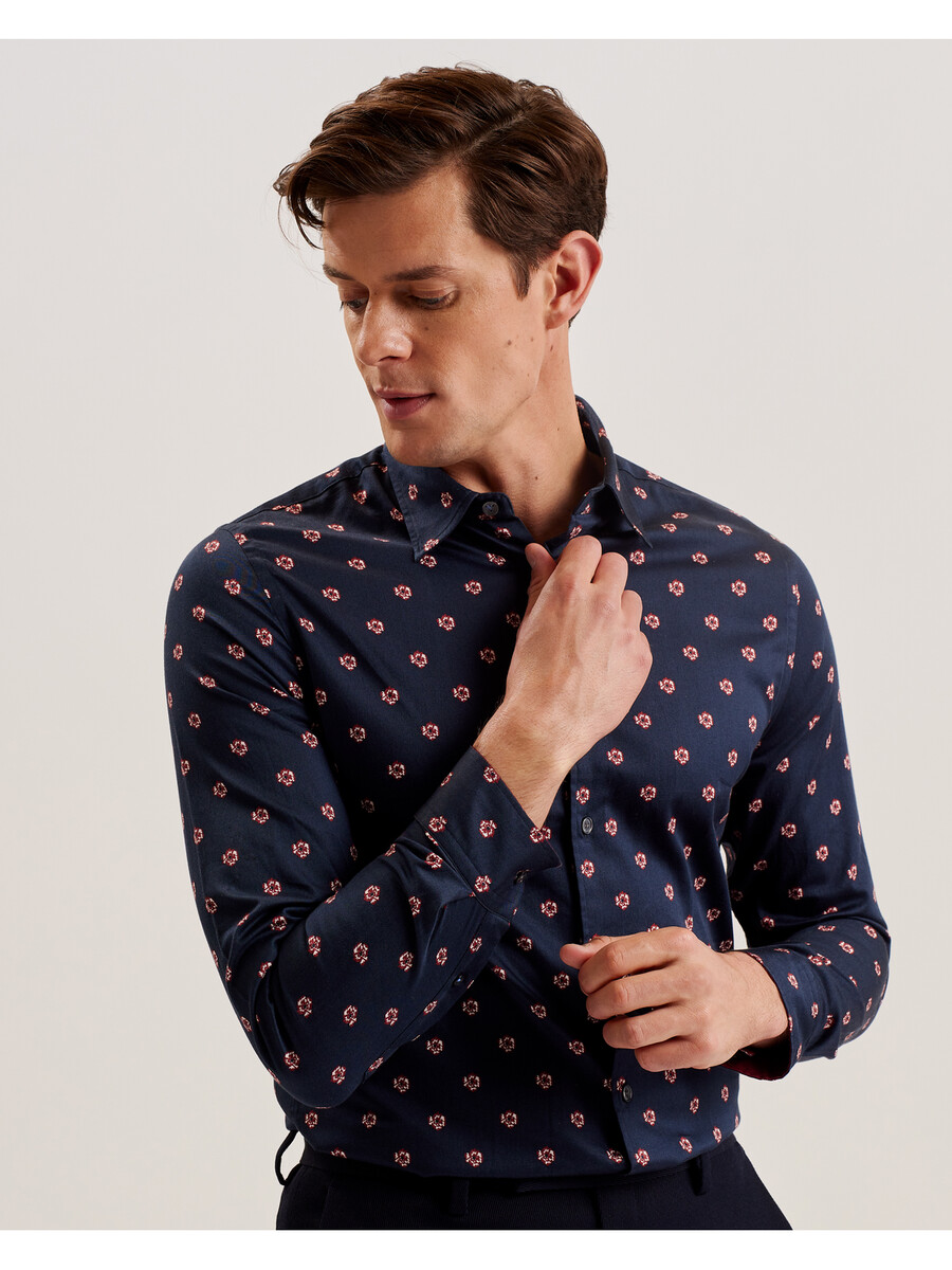 mikceal - blomstermønstret slim fit skjorte