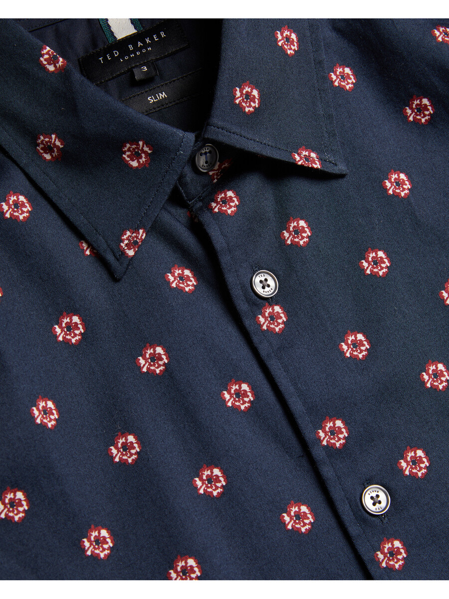 mikceal - blomstermønstret slim fit skjorte