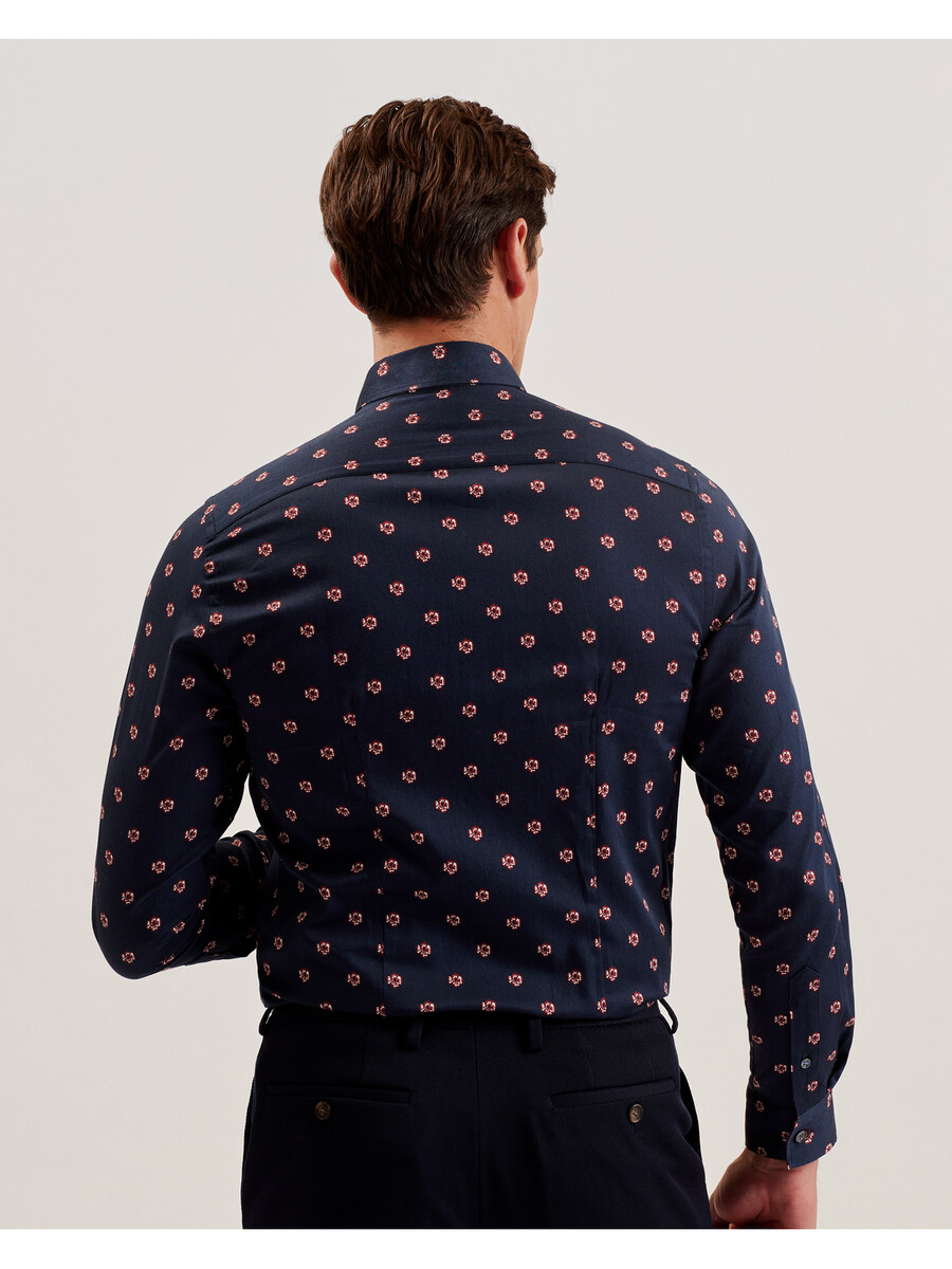 mikceal - blomstermønstret slim fit skjorte