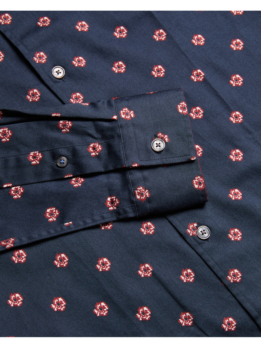 mikceal - blomstermønstret slim fit skjorte