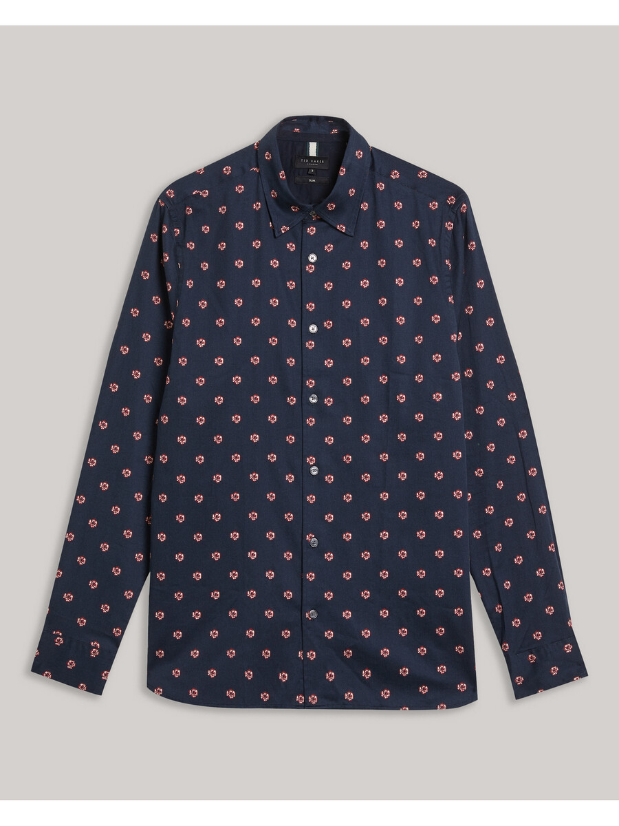 mikceal - blomstermønstret slim fit skjorte