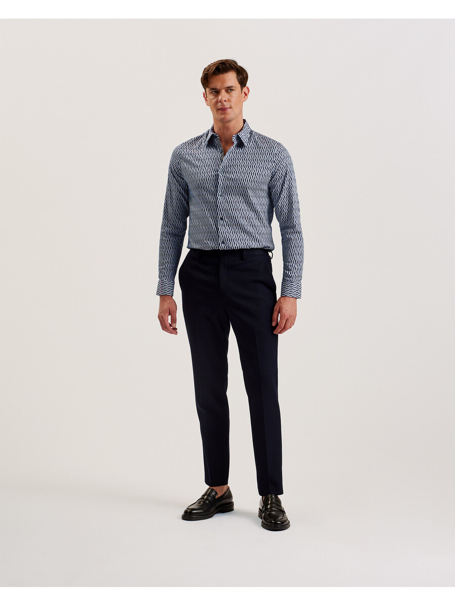 frestin - slim-fit skjorte med lange ærmer og geometrisk mønster