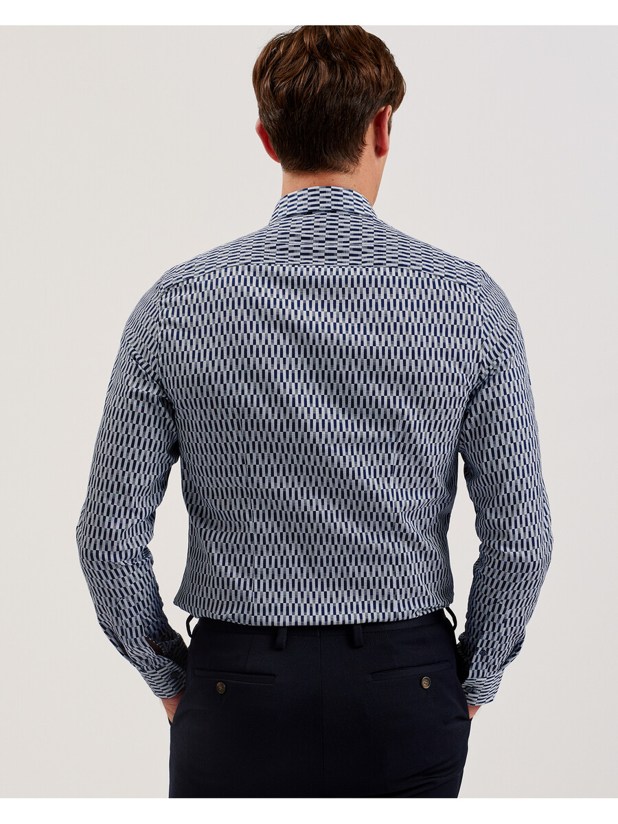 frestin - slim-fit skjorte med lange ærmer og geometrisk mønster