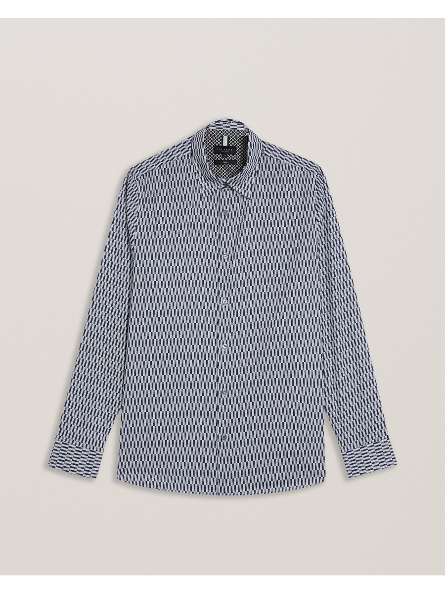 frestin - slim-fit skjorte med lange ærmer og geometrisk mønster