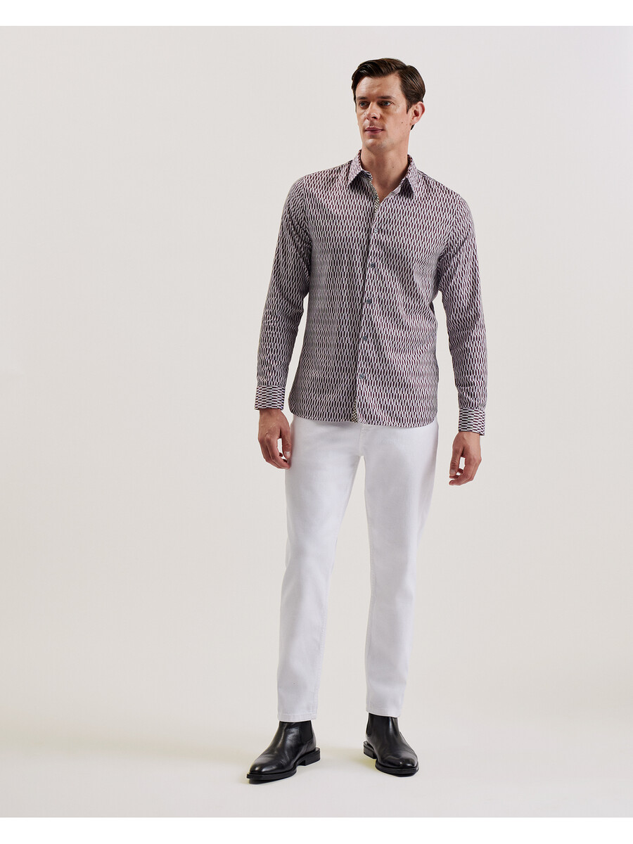 frestin - slim-fit skjorte med lange ærmer og geometrisk mønster
