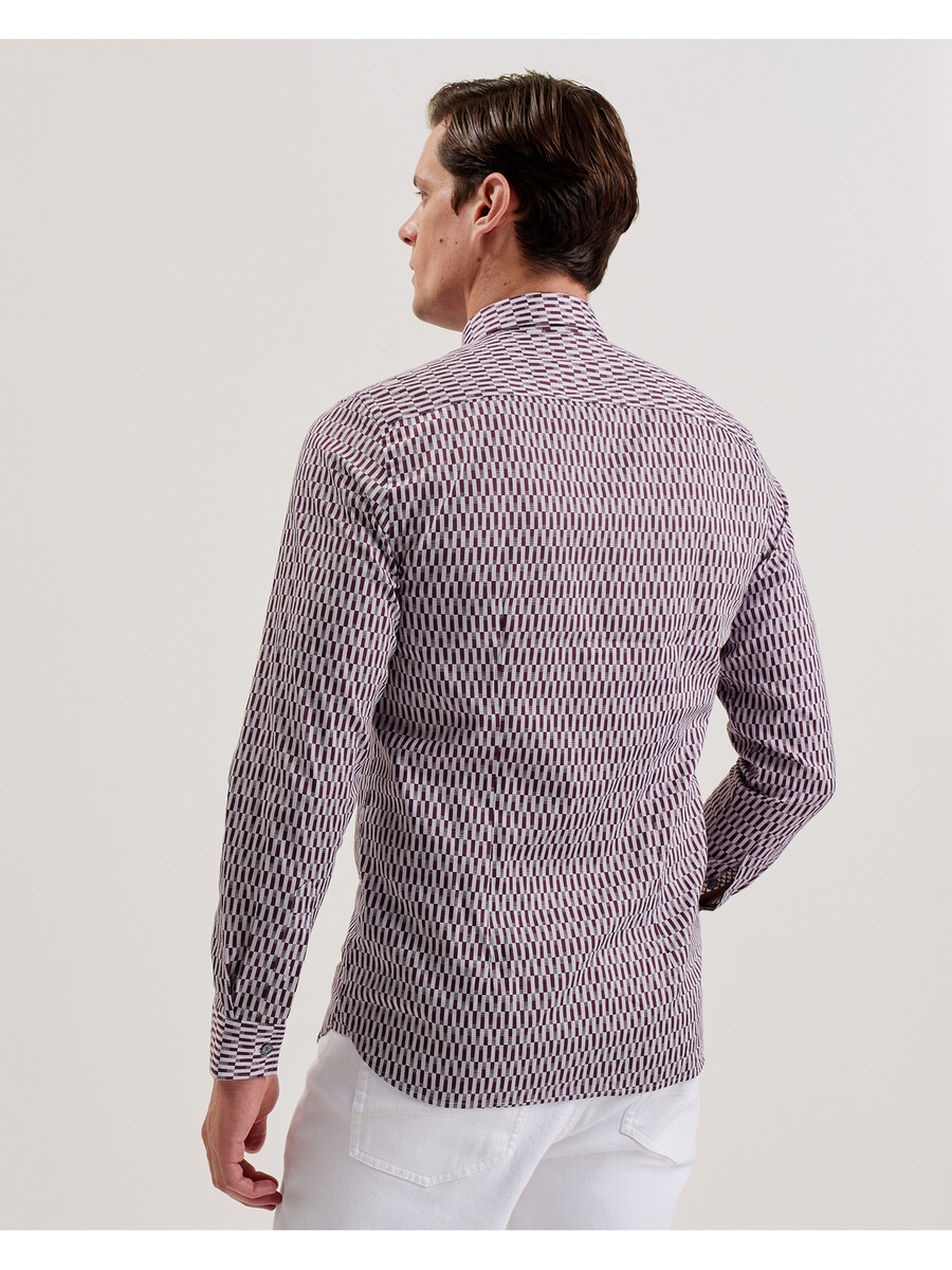 frestin - slim-fit skjorte med lange ærmer og geometrisk mønster