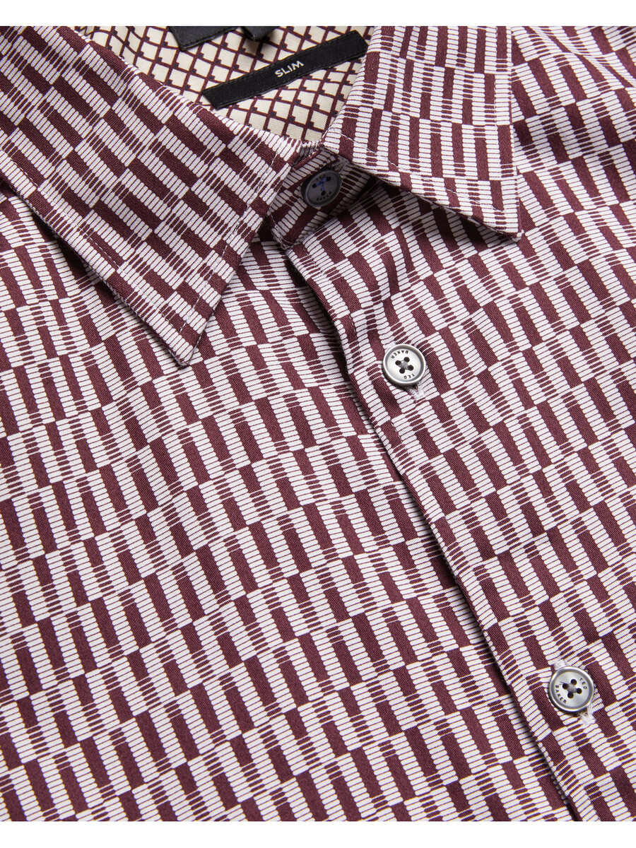 frestin - slim-fit skjorte med lange ærmer og geometrisk mønster