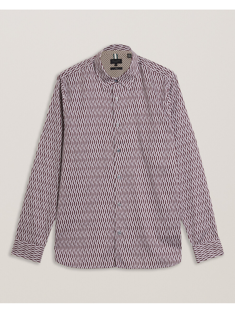frestin - slim-fit skjorte med lange ærmer og geometrisk mønster