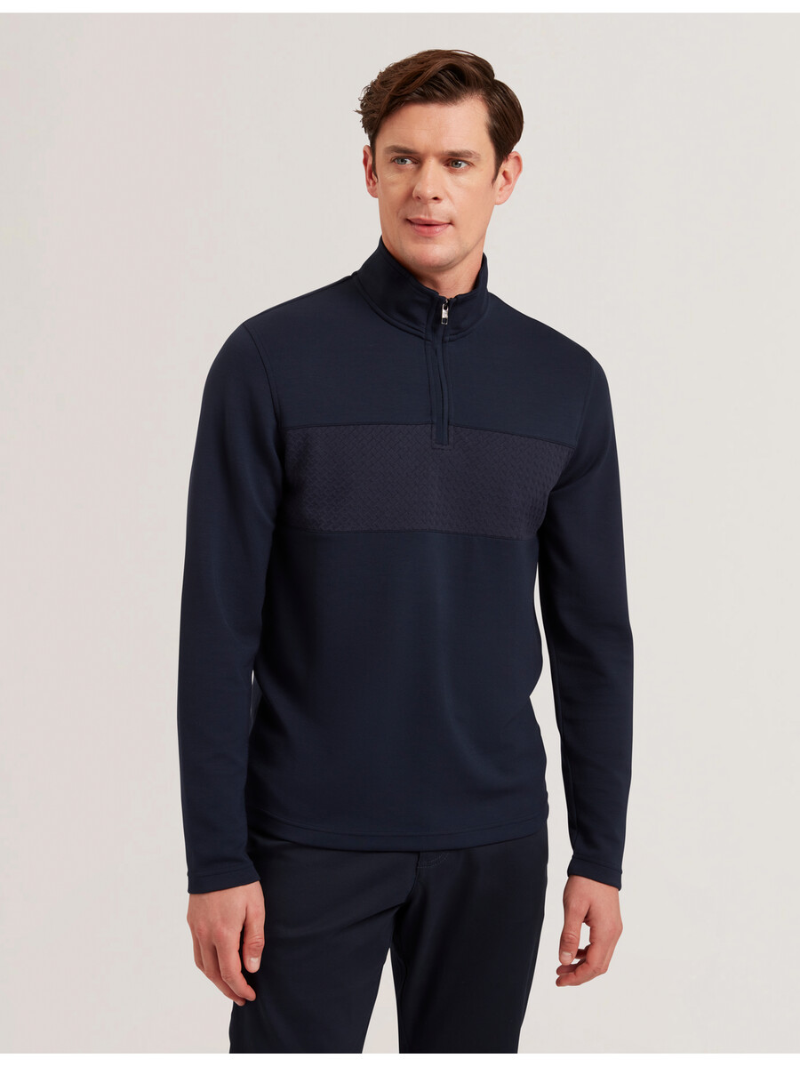 simonea - tekstureret panel halv lynlås modal sweatshirt