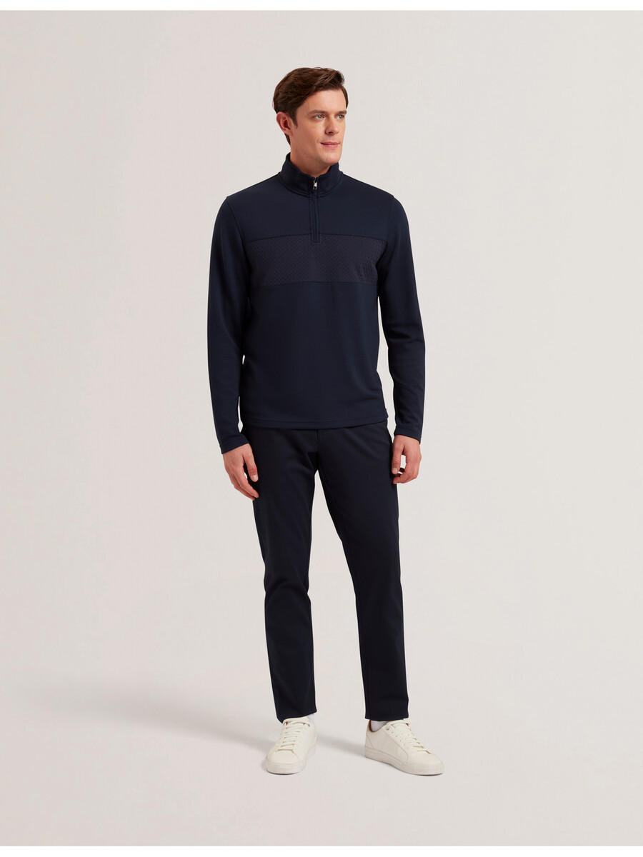 simonea - tekstureret panel halv lynlås modal sweatshirt