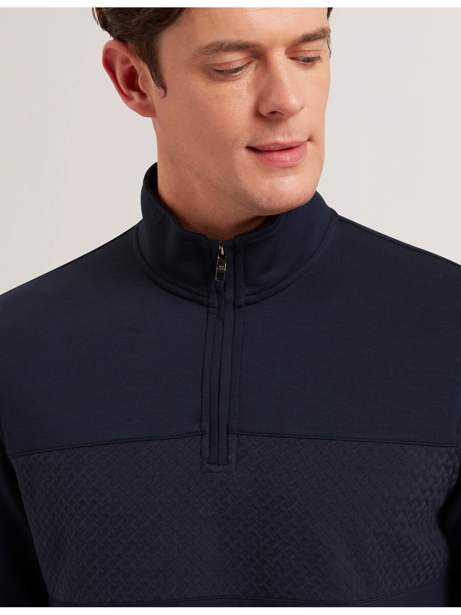 simonea - tekstureret panel halv lynlås modal sweatshirt