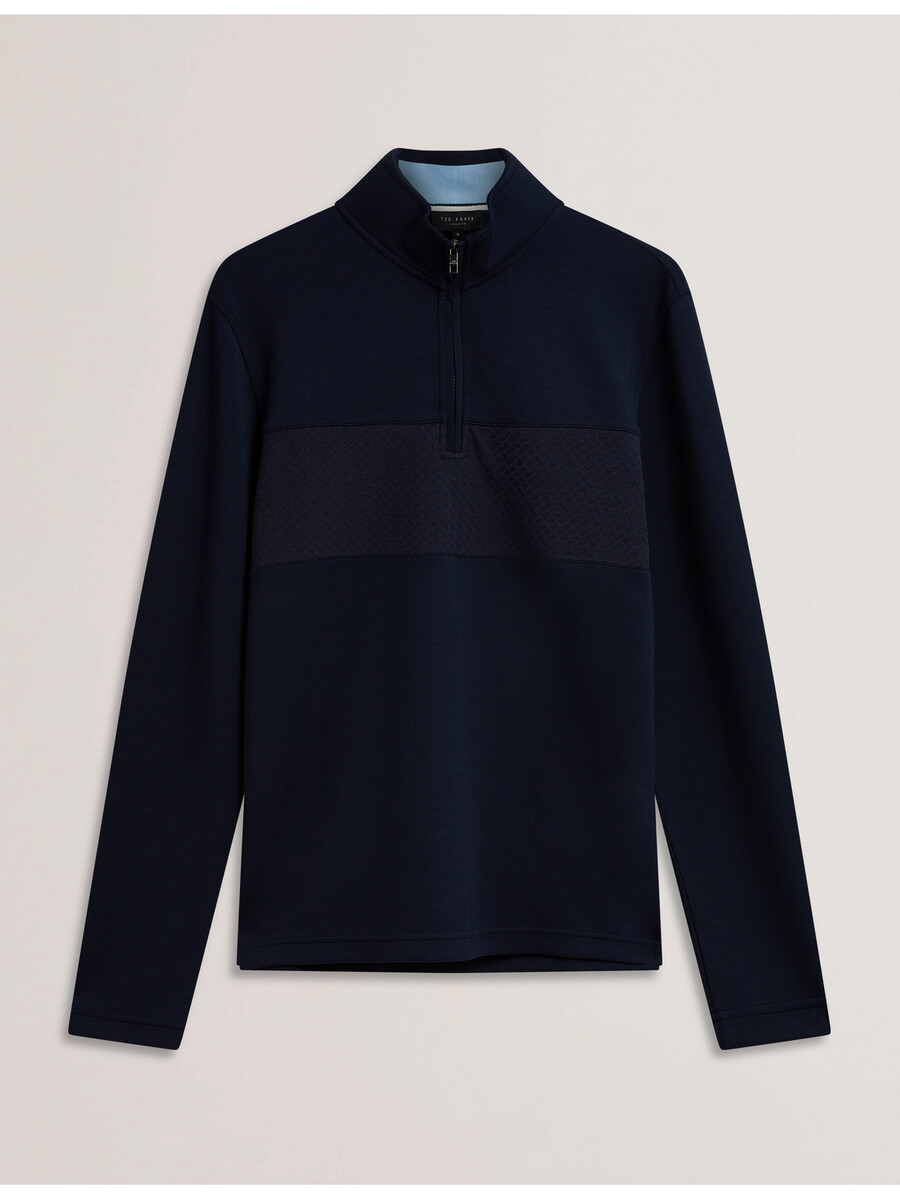 simonea - tekstureret panel halv lynlås modal sweatshirt