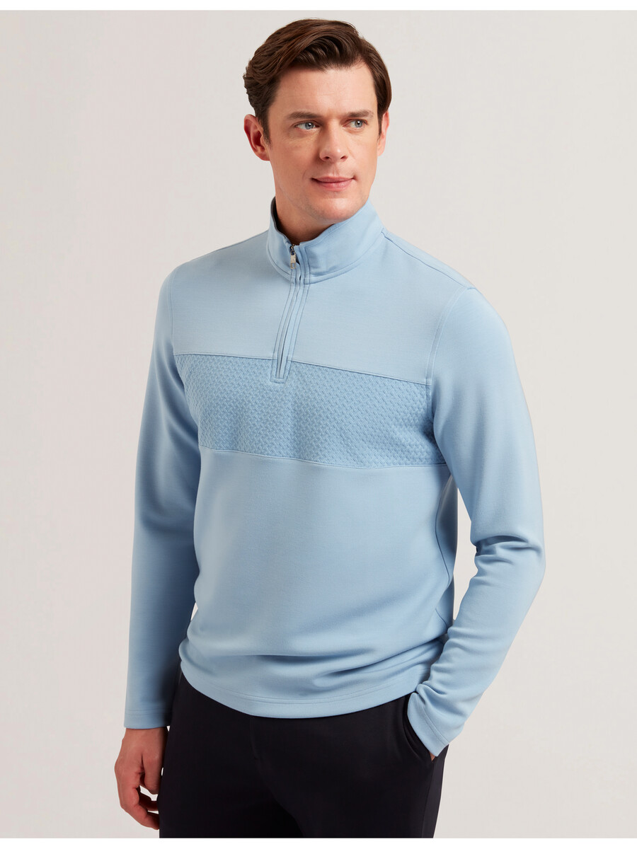 simonea - tekstureret panel halv lynlås modal sweatshirt