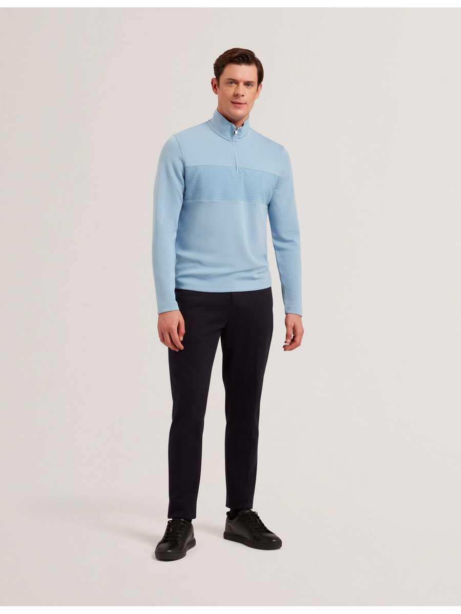 simonea - tekstureret panel halv lynlås modal sweatshirt