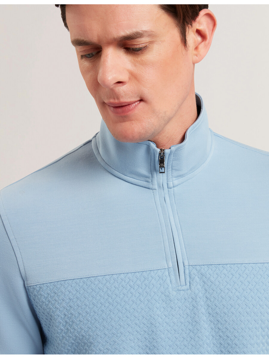 simonea - tekstureret panel halv lynlås modal sweatshirt