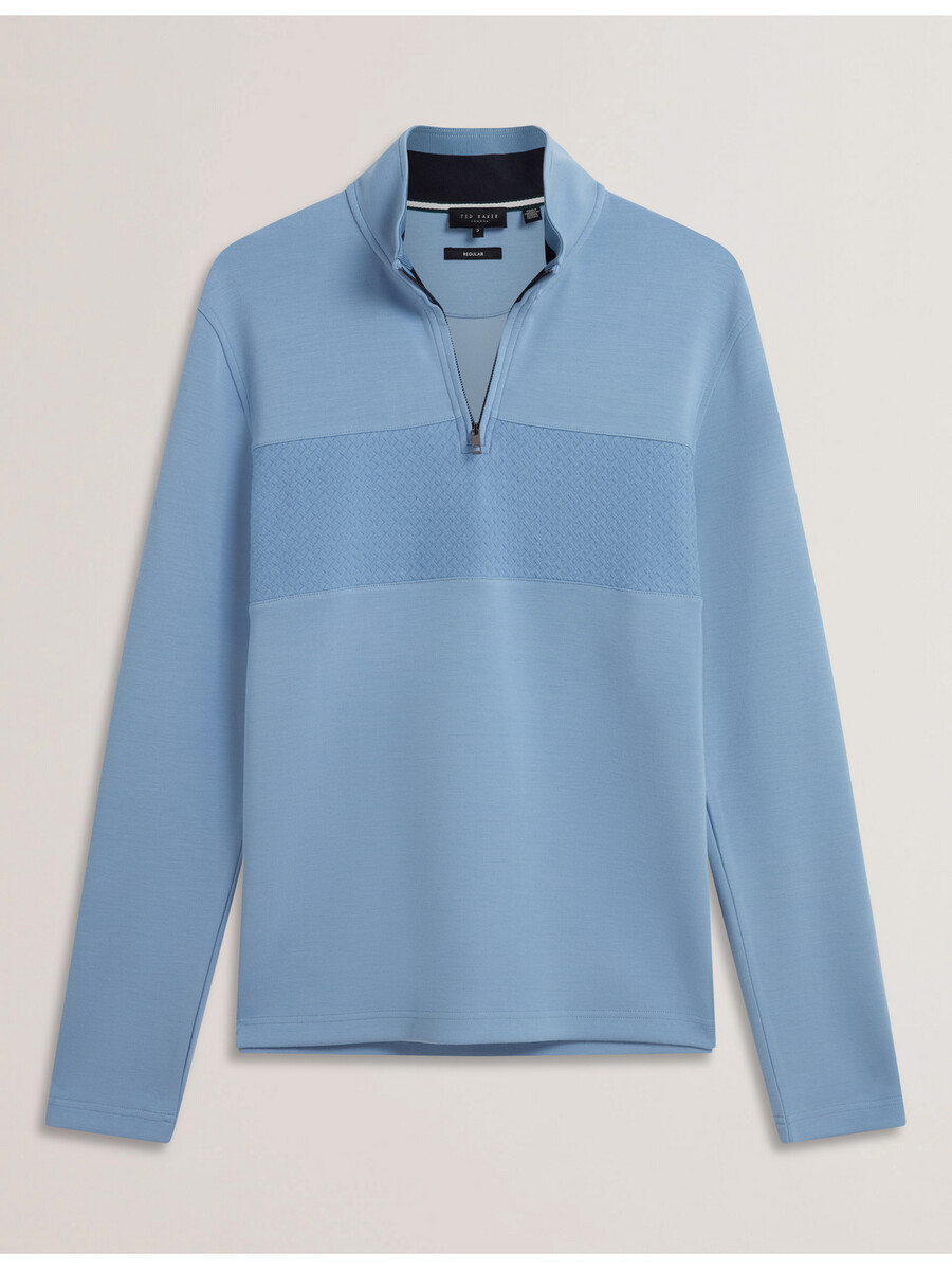 simonea - tekstureret panel halv lynlås modal sweatshirt