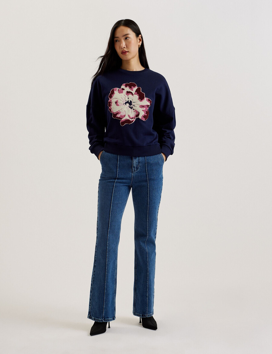 raynahh - tekstureret blomsterprintet bomuldssweatshirt