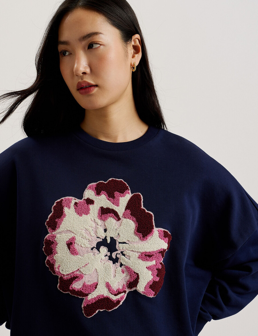raynahh - tekstureret blomsterprintet bomuldssweatshirt