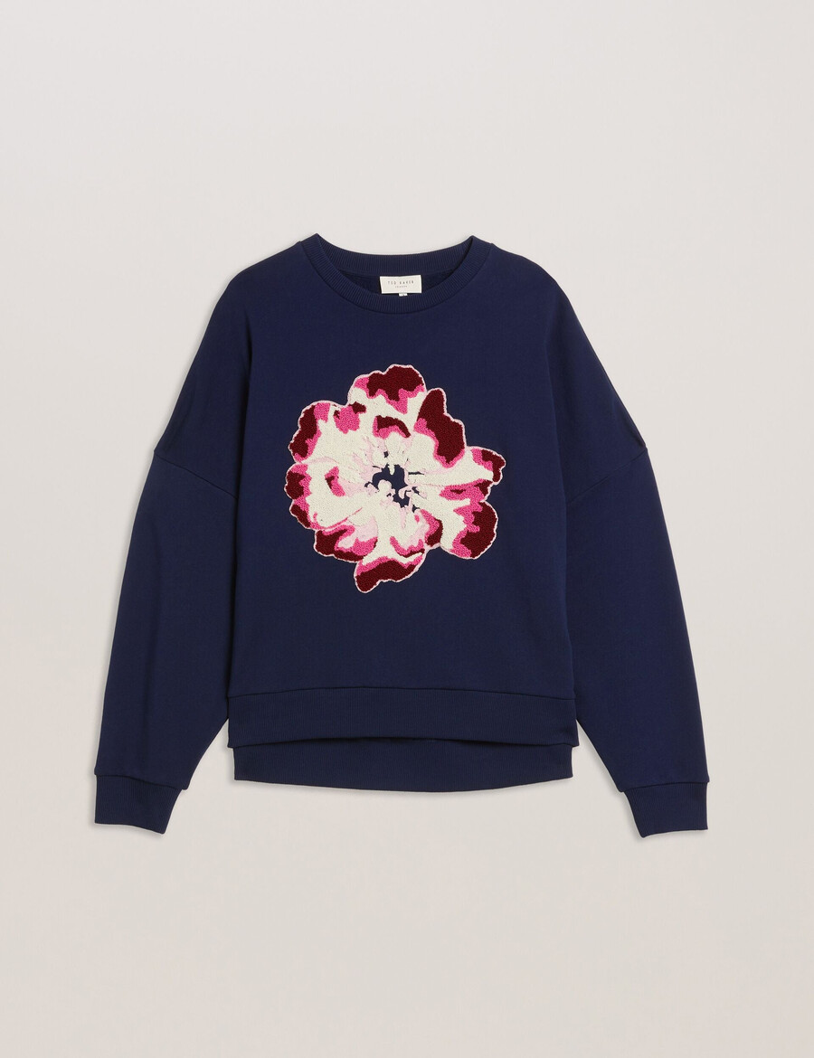 raynahh - tekstureret blomsterprintet bomuldssweatshirt