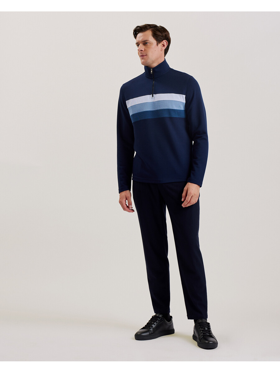 longman - ombre stribet sweatshirt med halv lynlås