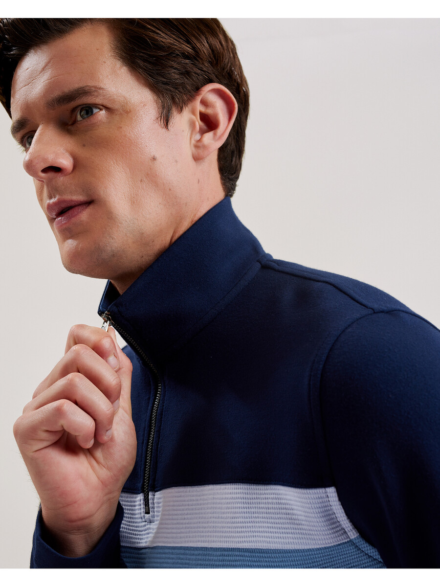 longman - ombre stribet sweatshirt med halv lynlås