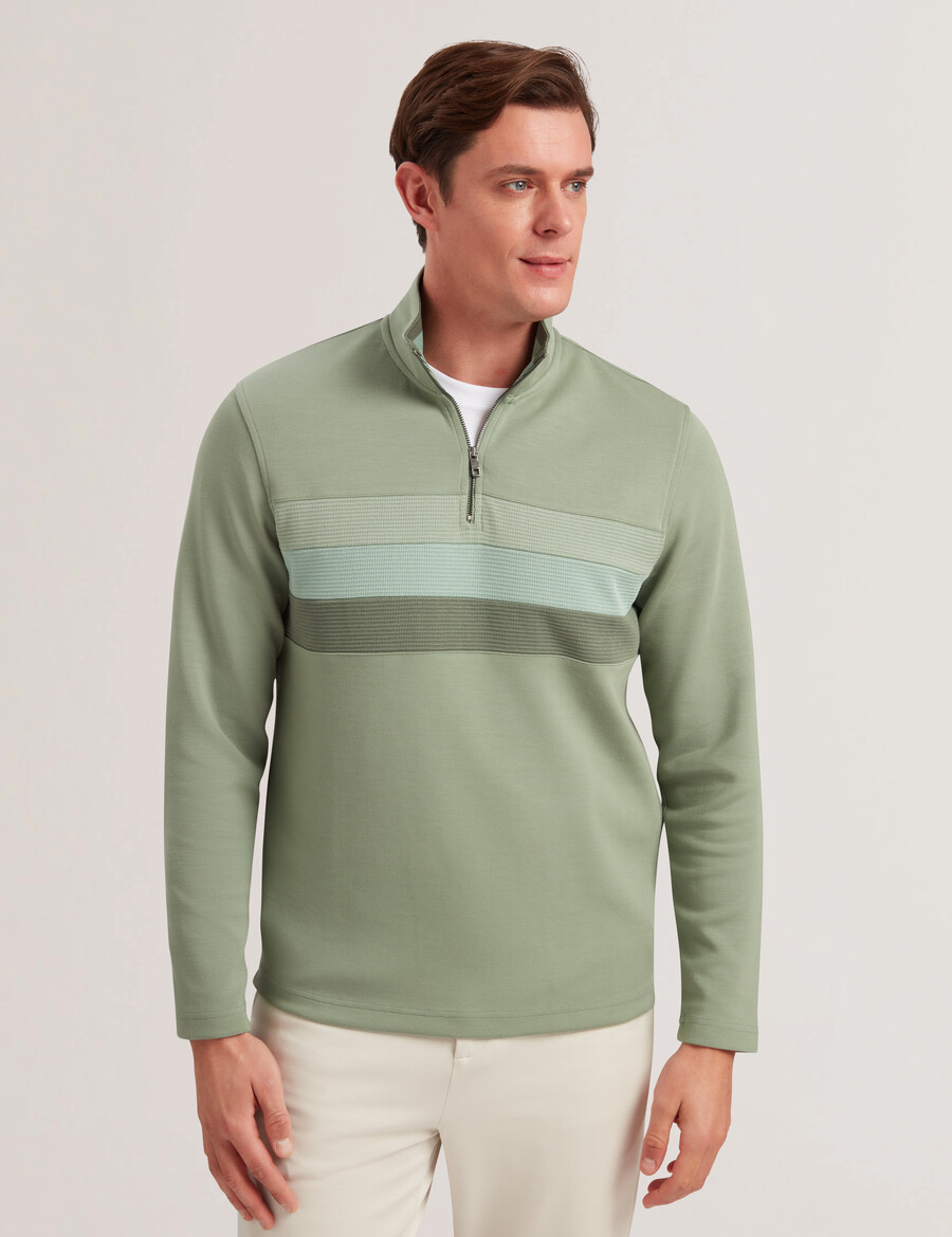 longman - ombre stribet sweatshirt med halv lynlås