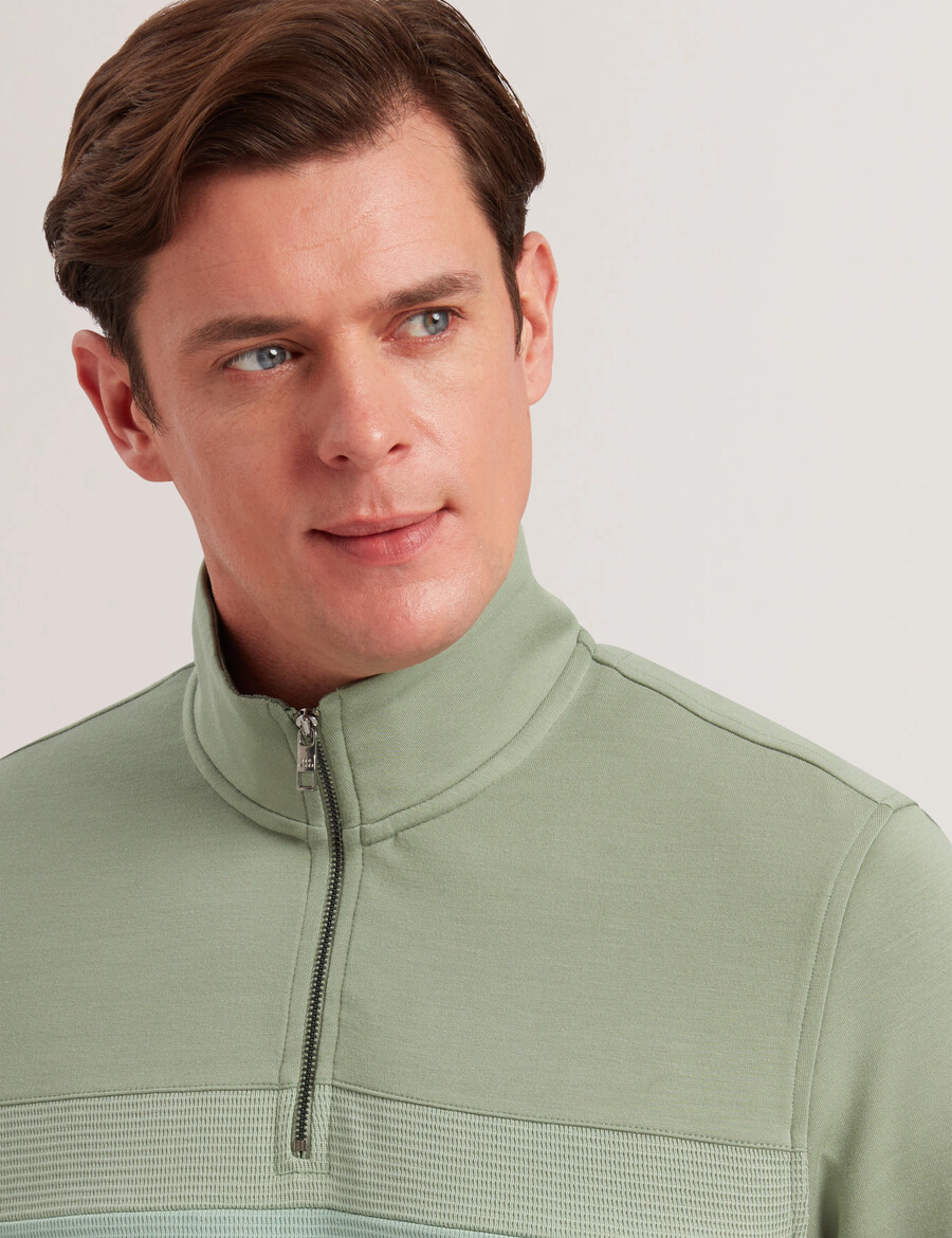 longman - ombre stribet sweatshirt med halv lynlås
