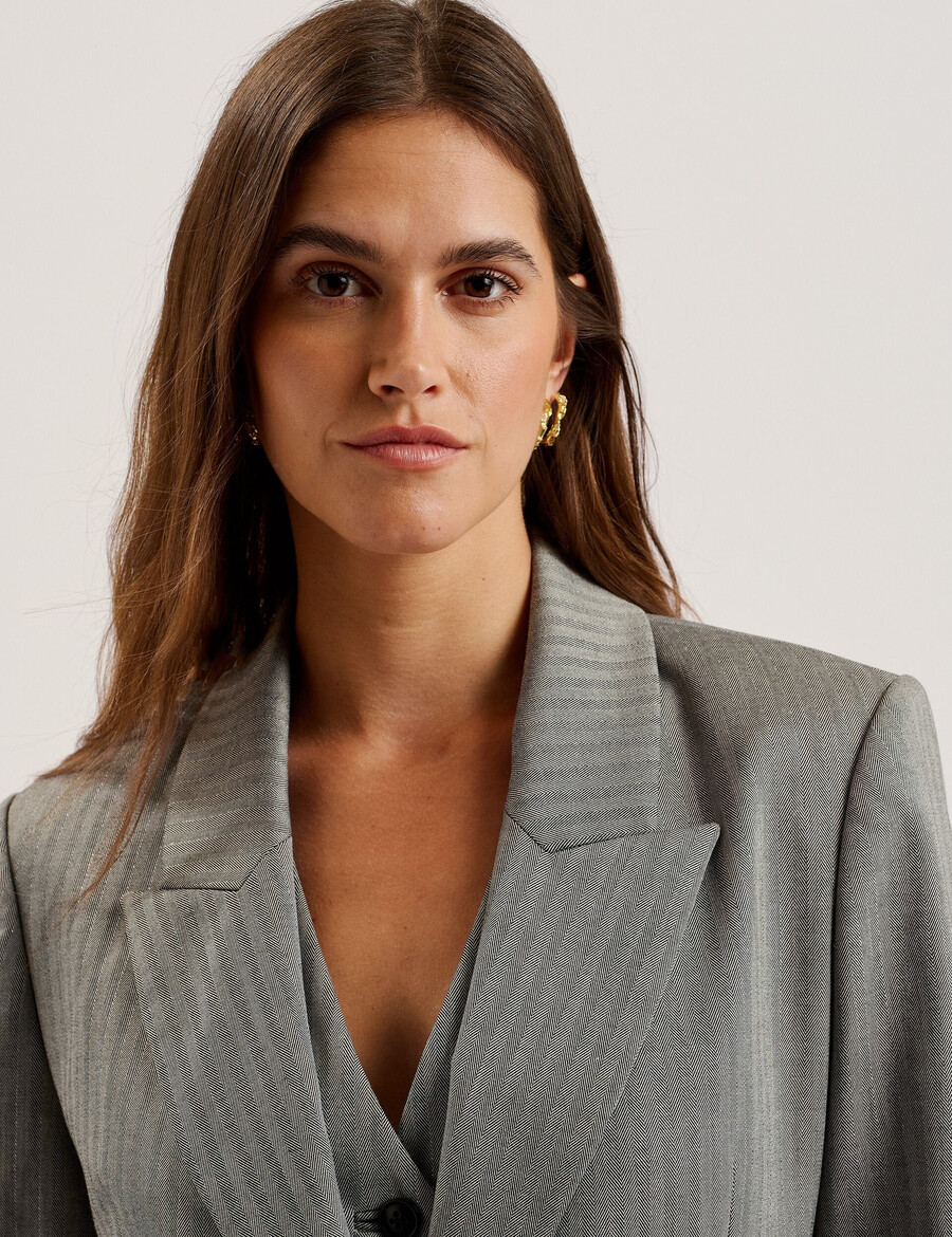 koa - oversized sildebensmønstret enkeltradet blazer