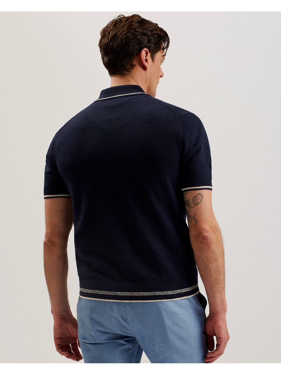 rojor - ss lynlås gennemgående polo med tekstureret front