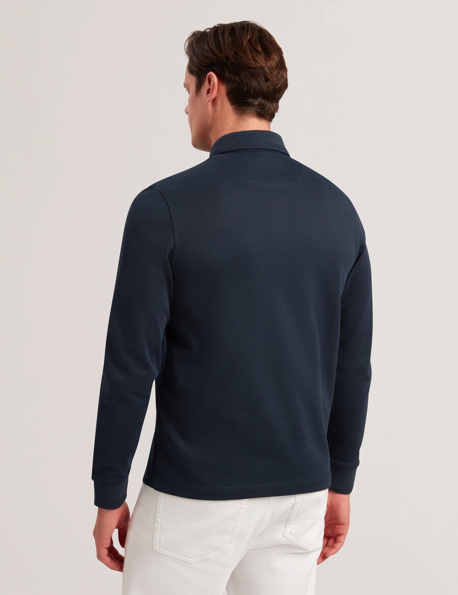 ingmar - langærmet poloshirt med lynlås i bomuldsblanding