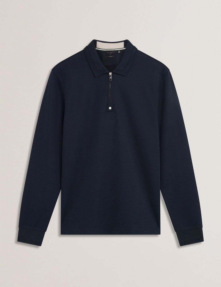 ingmar - langærmet poloshirt med lynlås i bomuldsblanding