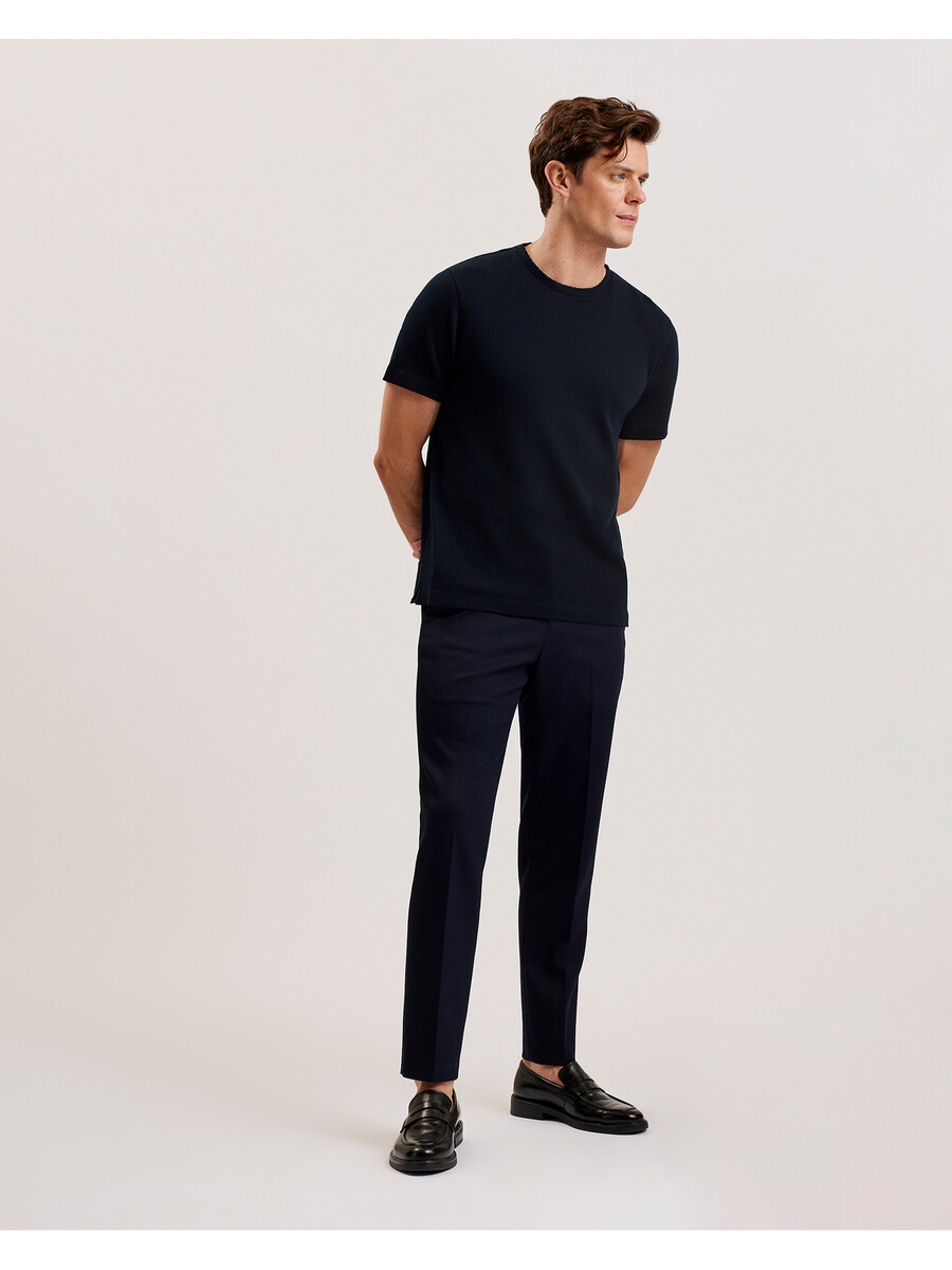 heynes - ribbet bomulds-t-shirt med rund hals