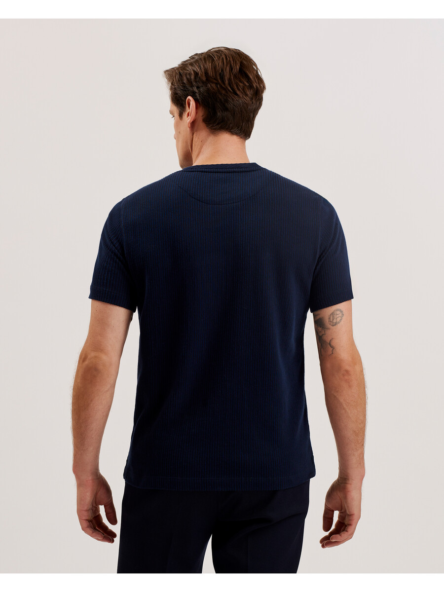 heynes - ribbet bomulds-t-shirt med rund hals