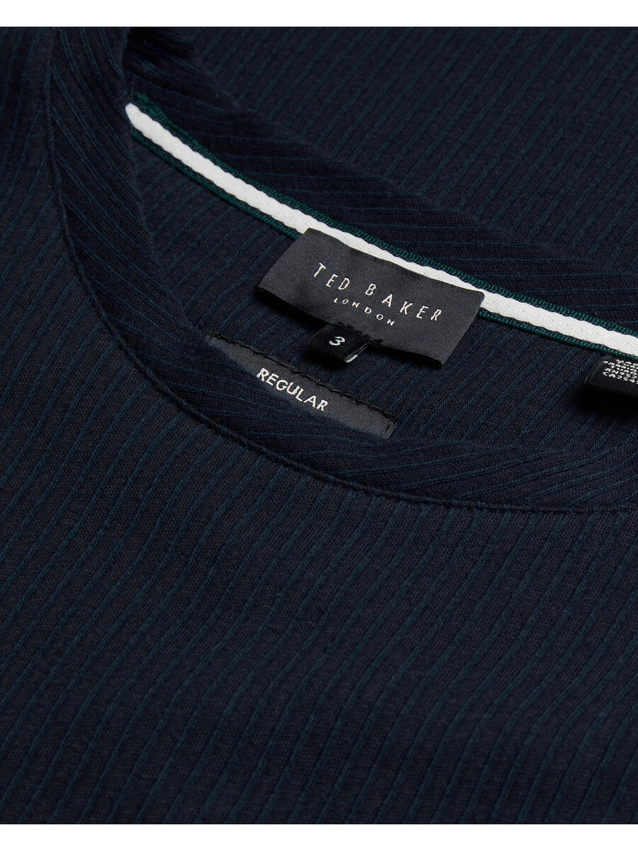 heynes - ribbet bomulds-t-shirt med rund hals