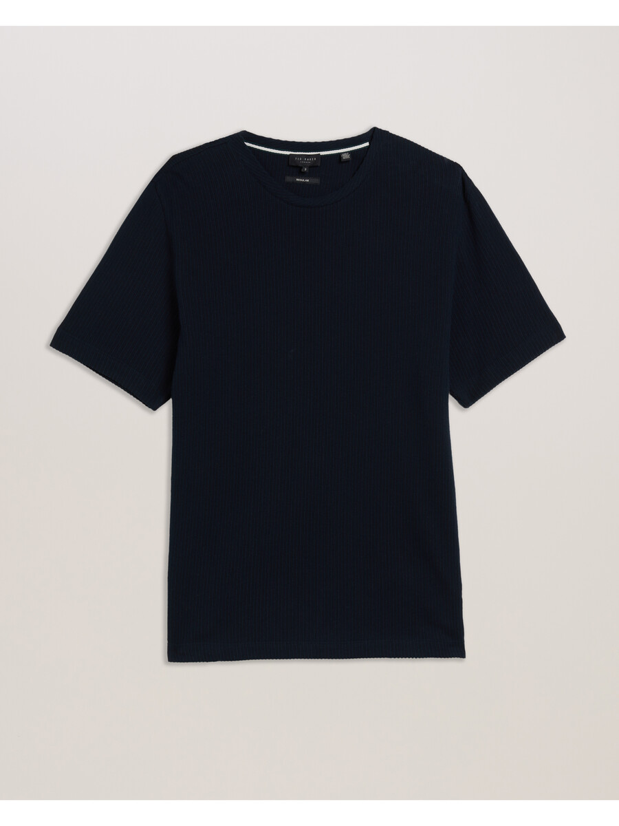 heynes - ribbet bomulds-t-shirt med rund hals