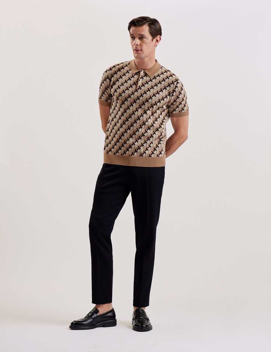 seferry - strikket poloshirt med jacquardmønster og interlocking t-shirt