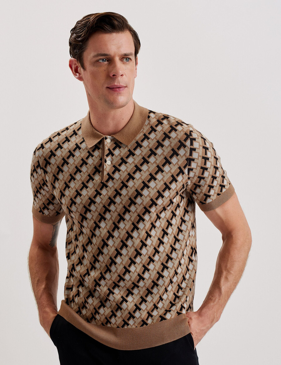 seferry - strikket poloshirt med jacquardmønster og interlocking t-shirt