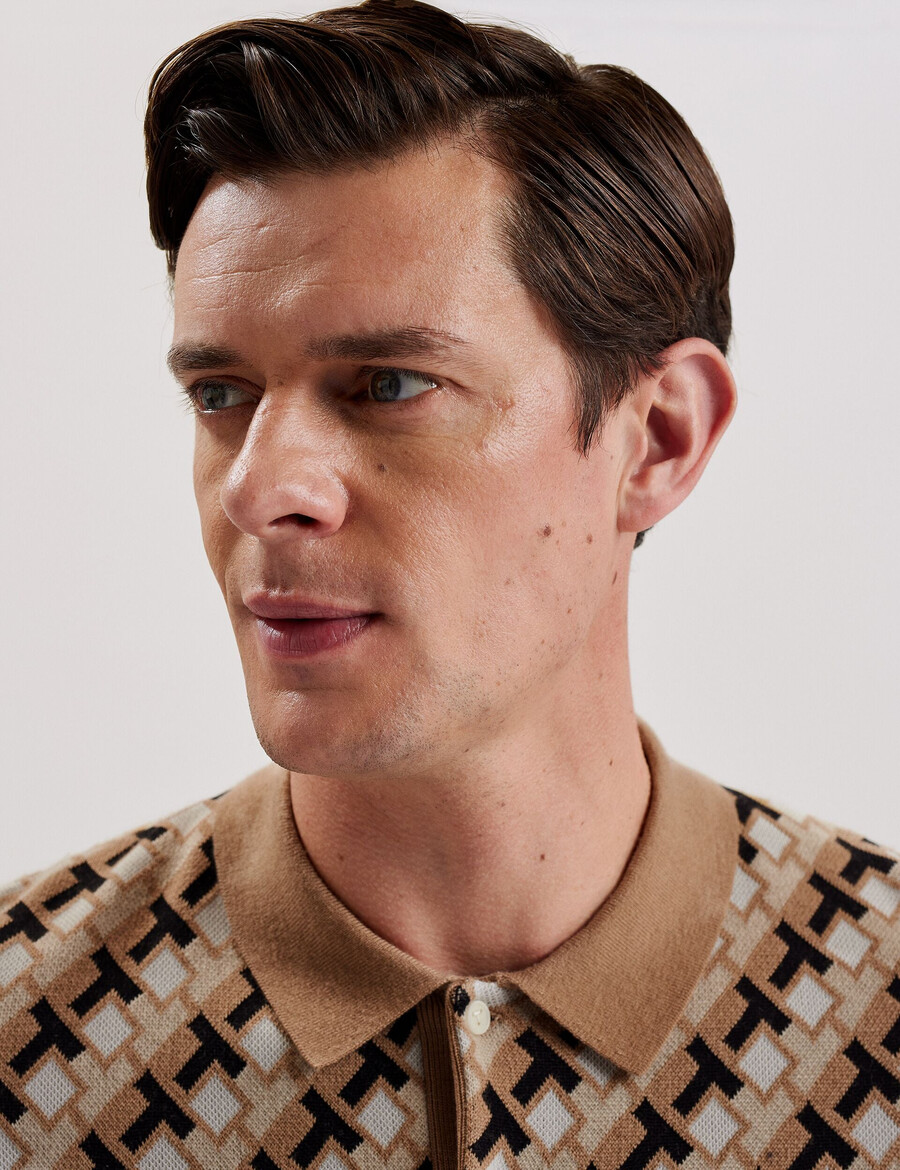 seferry - strikket poloshirt med jacquardmønster og interlocking t-shirt
