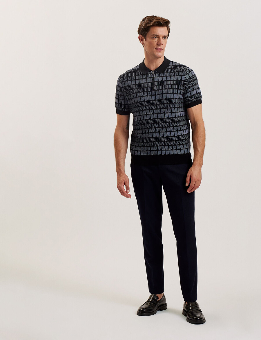 levers - ombre jacquard poloshirt med lynlåsudskæring