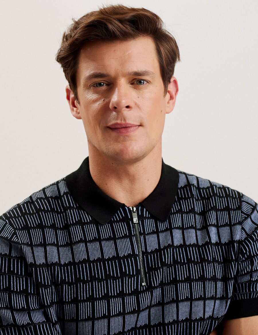 levers - ombre jacquard poloshirt med lynlåsudskæring